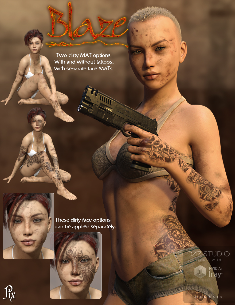 Pix Blaze for Genesis 3 Female(s) by: Pixeluna, 3D Models by Daz 3D