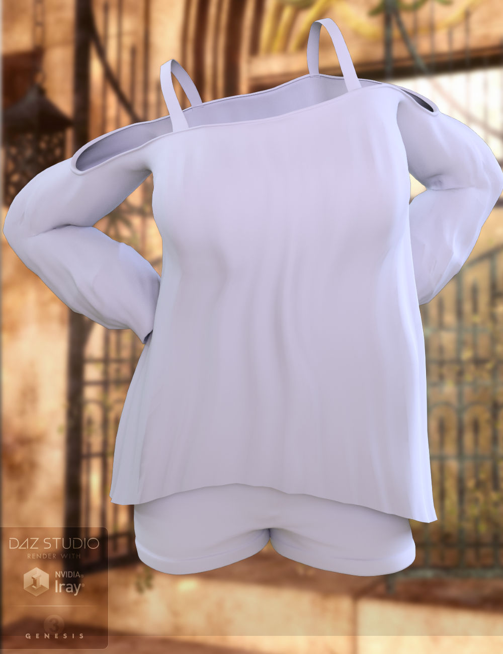 Cold Shoulder Outfit for Genesis 3 Female(s) by: WildDesigns, 3D Models by Daz 3D