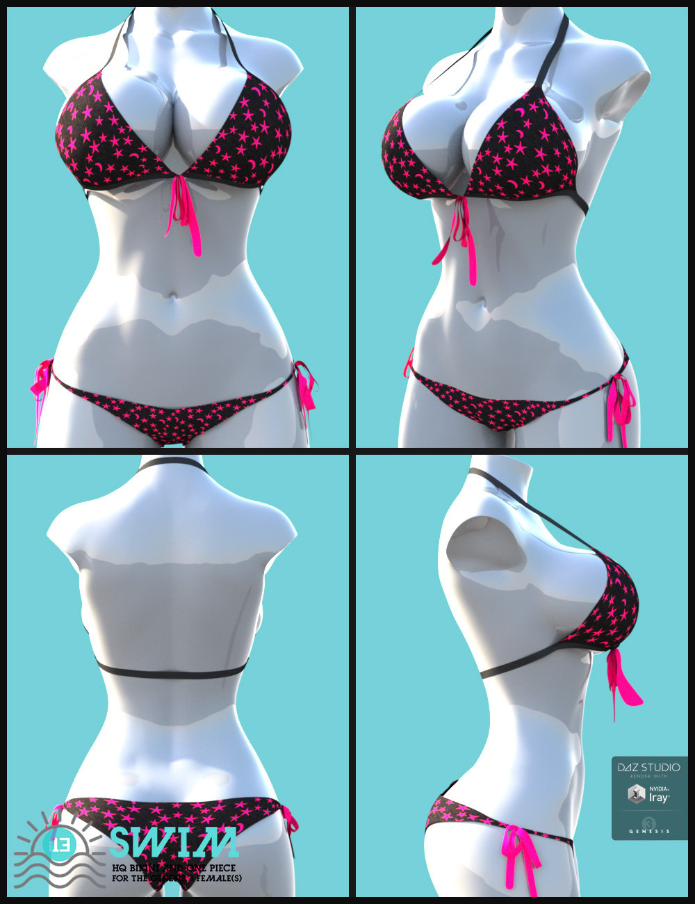 i13 Swim Duo Bikini and One Piece for the Genesis 3 Female(s) by: ironman13, 3D Models by Daz 3D