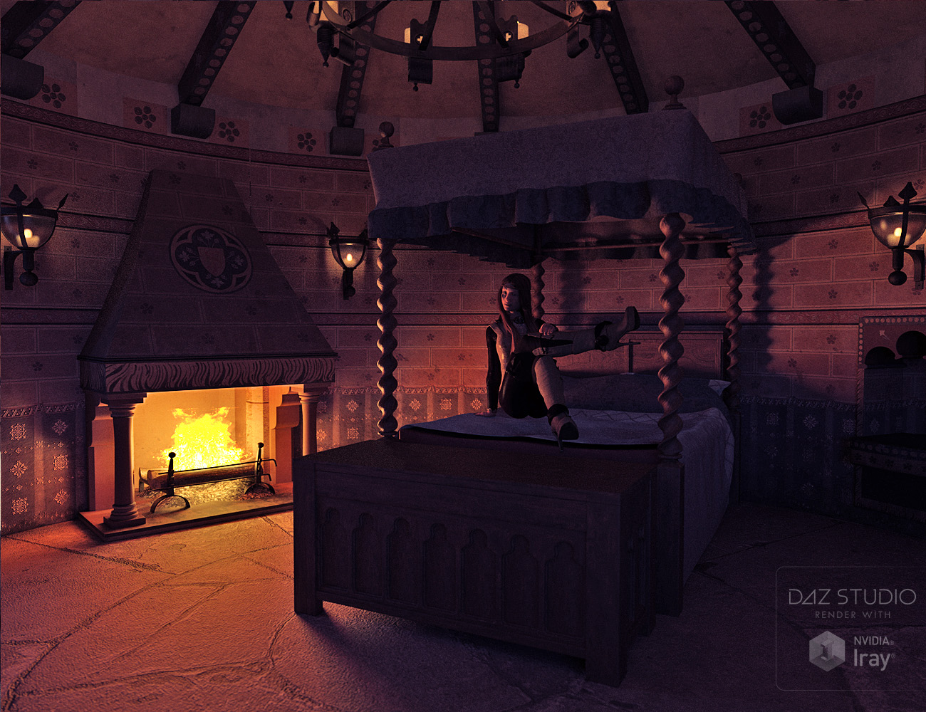 Medieval Tower Bedroom by: ForbiddenWhispersDavid Brinnen, 3D Models by Daz 3D