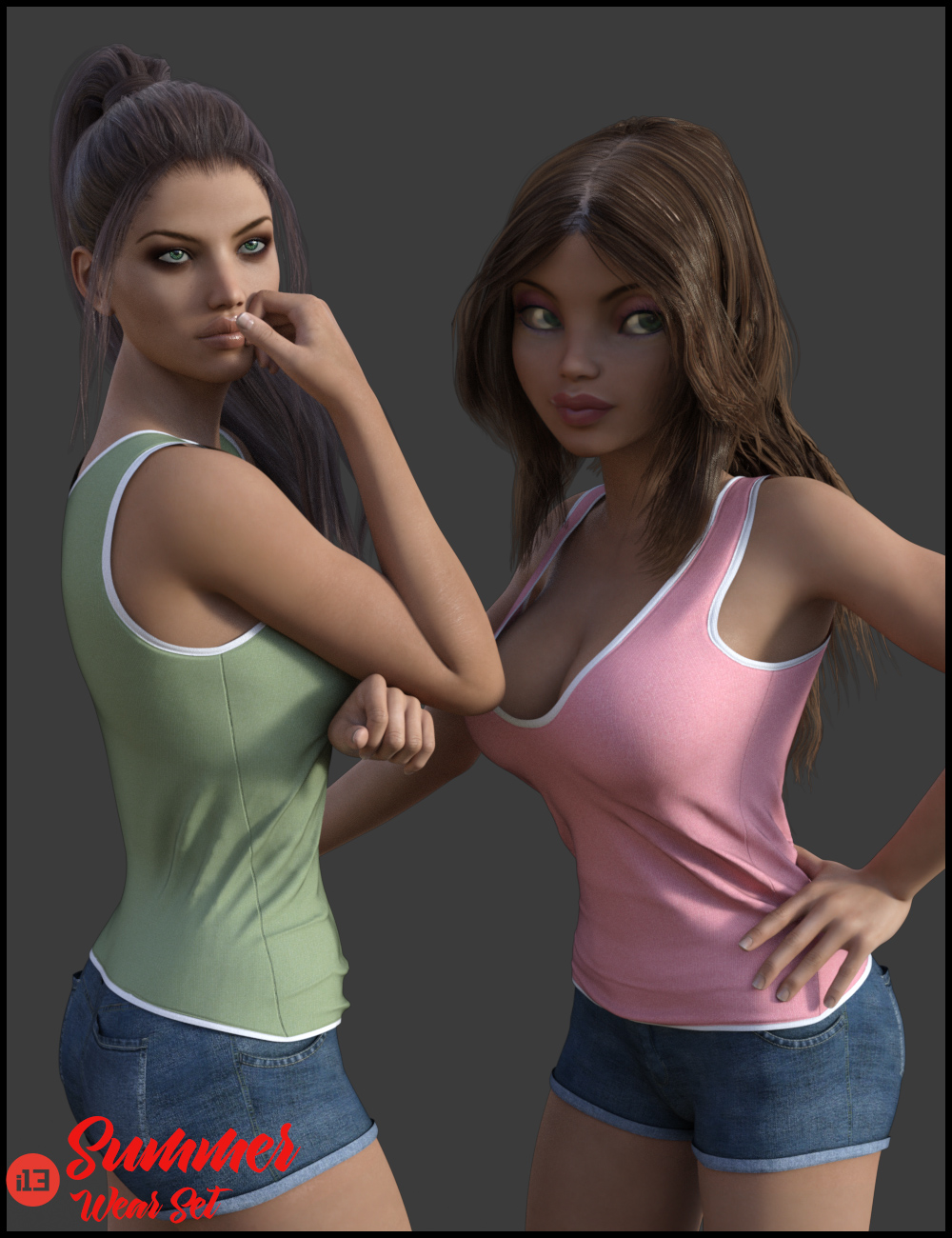 i13 Summer Wear Set for the Genesis 3 Female(s) by: ironman13, 3D Models by Daz 3D