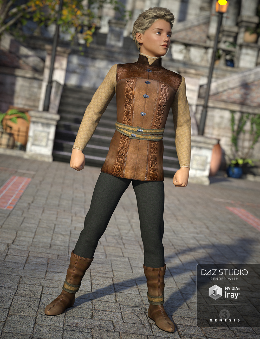 Medieval Prince Outfit for Genesis 3 Male(s) by: OziChickShox-Design, 3D Models by Daz 3D