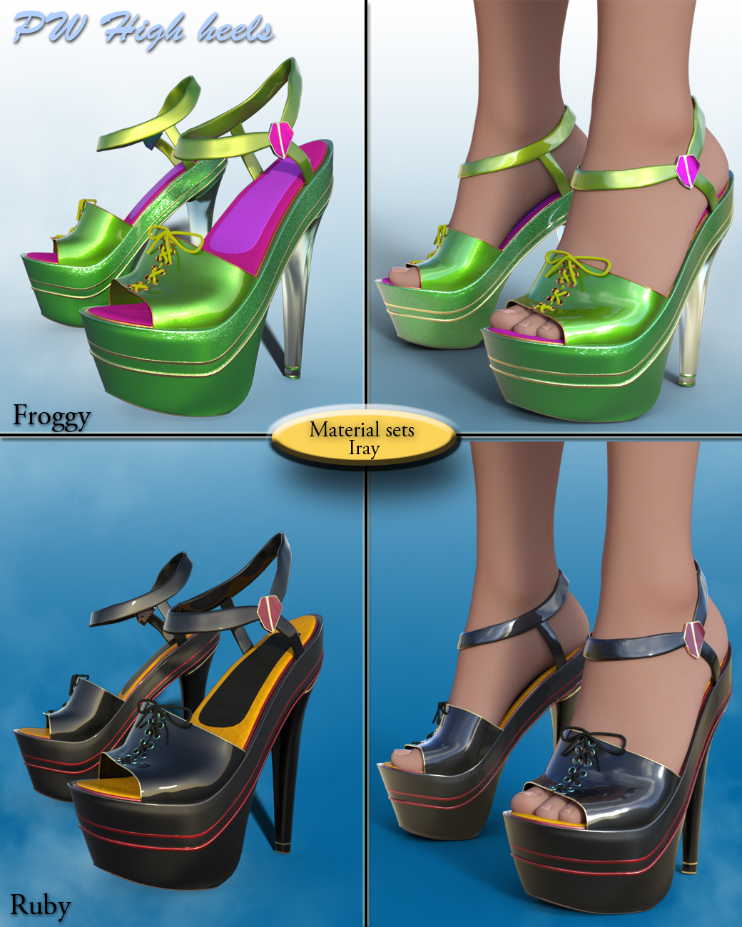 PW High Heels for Genesis 3 Female(s) by: PW Productions, 3D Models by Daz 3D
