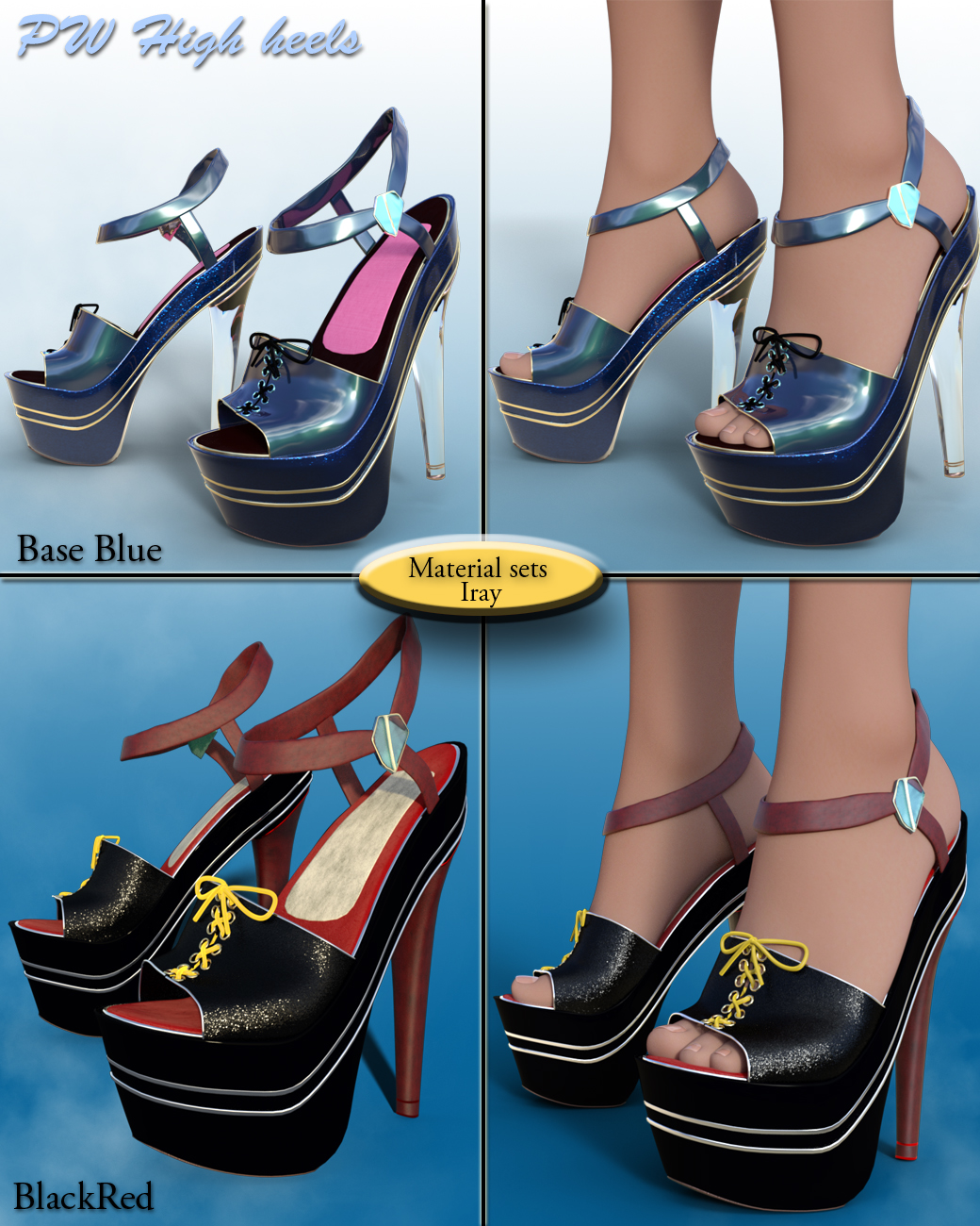 PW High Heels for Genesis 3 Female(s) by: PW Productions, 3D Models by Daz 3D