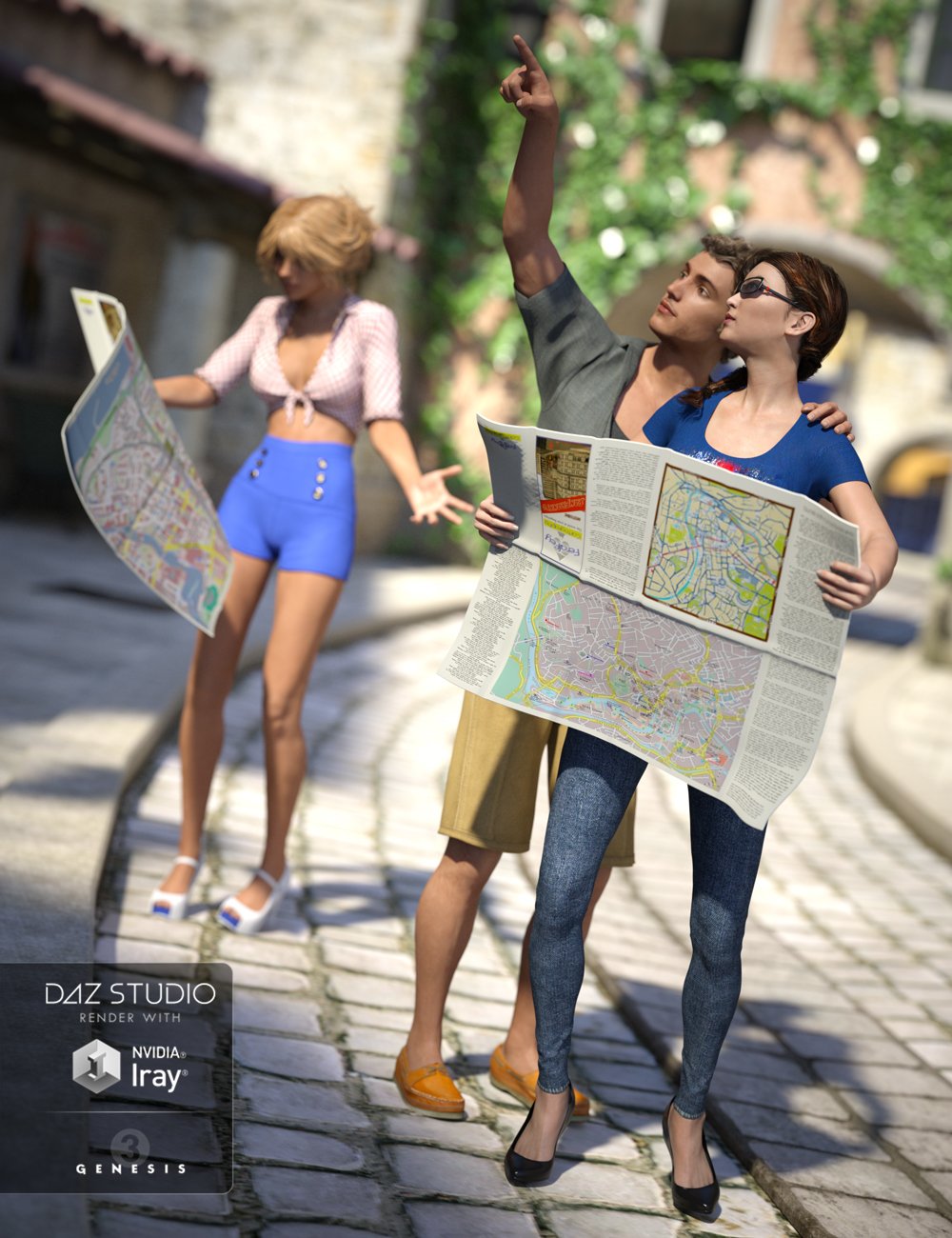 Tourist Poses for Genesis 3 by: FeralFey, 3D Models by Daz 3D