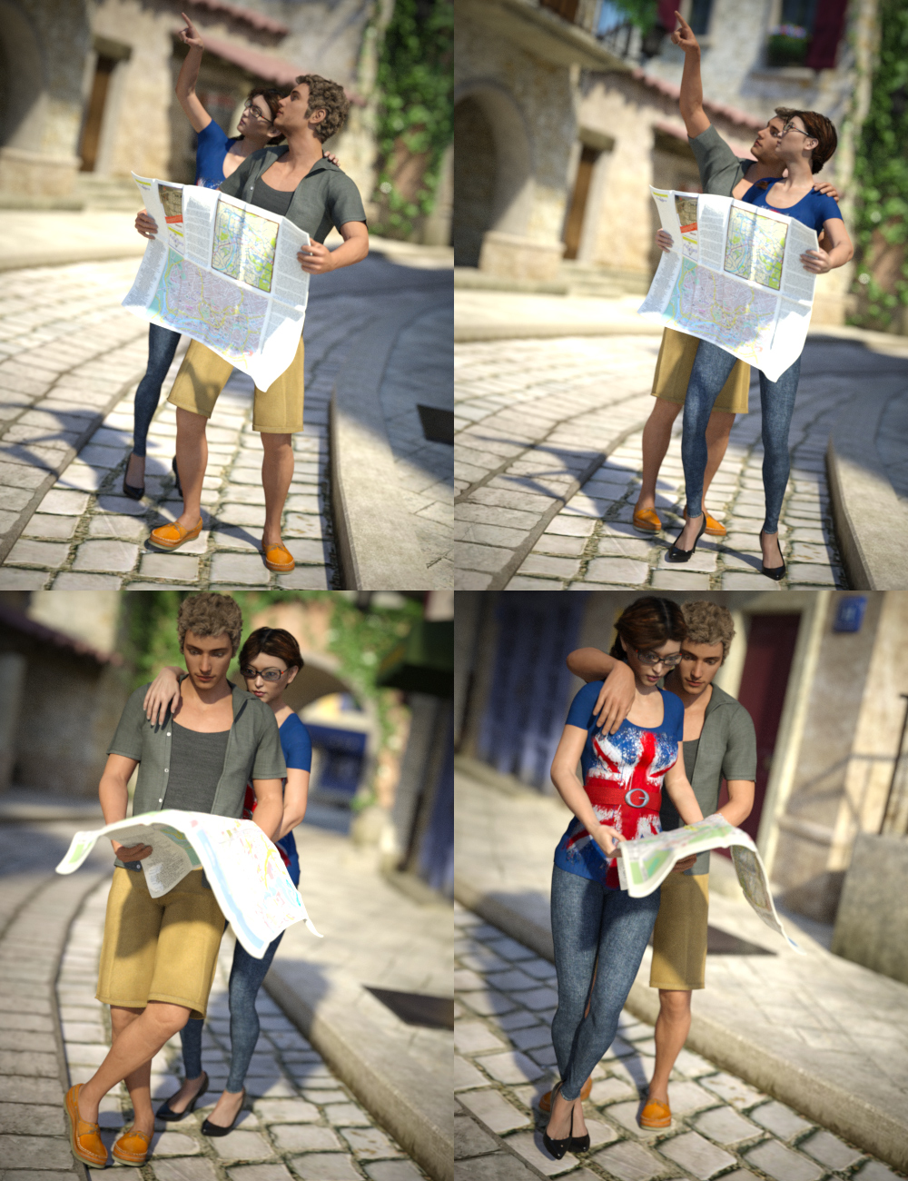Tourist Poses for Genesis 3 by: FeralFey, 3D Models by Daz 3D