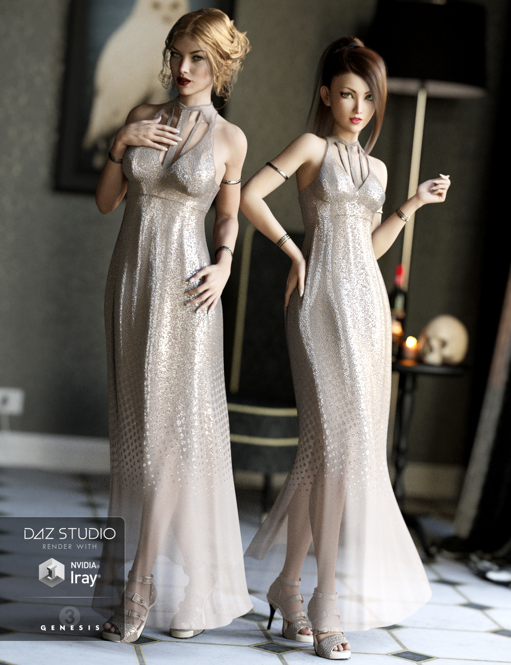 The Maxi Dress for Genesis 3 Female(s) by: ArienBarbara Brundon, 3D Models by Daz 3D
