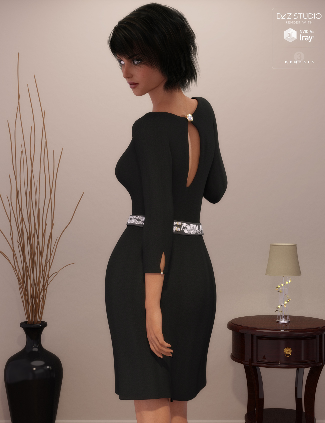 Classy Dress Outfit For Genesis 3 Female(s) | Daz 3D