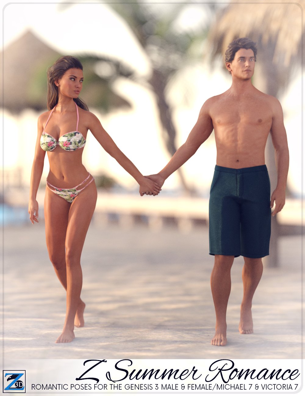 Z Summer Romance - Poses for Genesis 3 Male & Female/Michael 7 & Victoria 7 by: Zeddicuss, 3D Models by Daz 3D