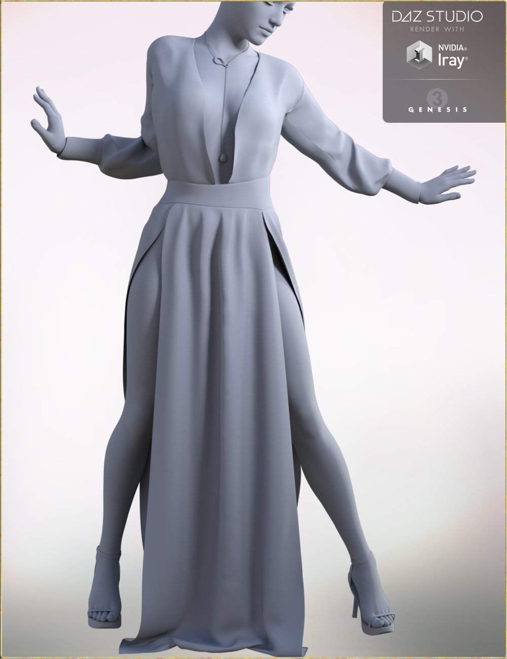 Daria Dress Outfit for Genesis 3 Female(s) by: Nikisatez, 3D Models by Daz 3D