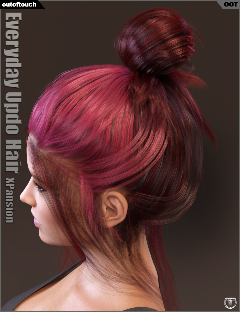 Everyday Updo Hair and OOT Hairblending 2.0 Texture XPansion by: outoftouch, 3D Models by Daz 3D