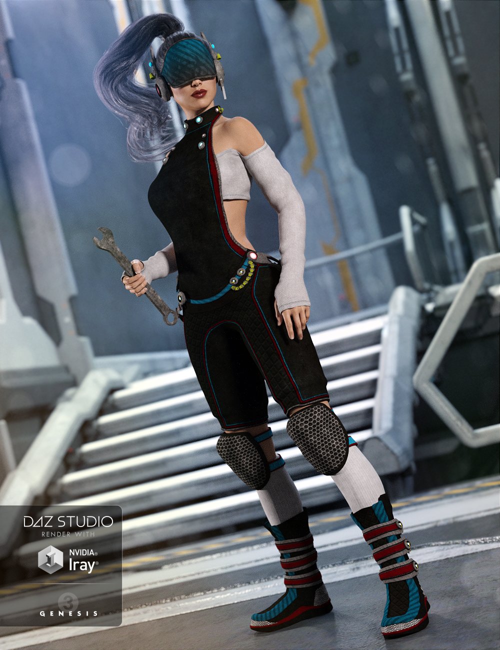 Sci-fi Saboteur Outfit for Genesis 3 Female(s) by: Barbara BrundonDirtyFairy, 3D Models by Daz 3D