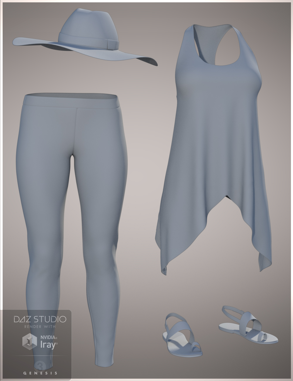 Fun Saturday Outfit for Genesis 3 Female(s) by: Nikisatez, 3D Models by Daz 3D