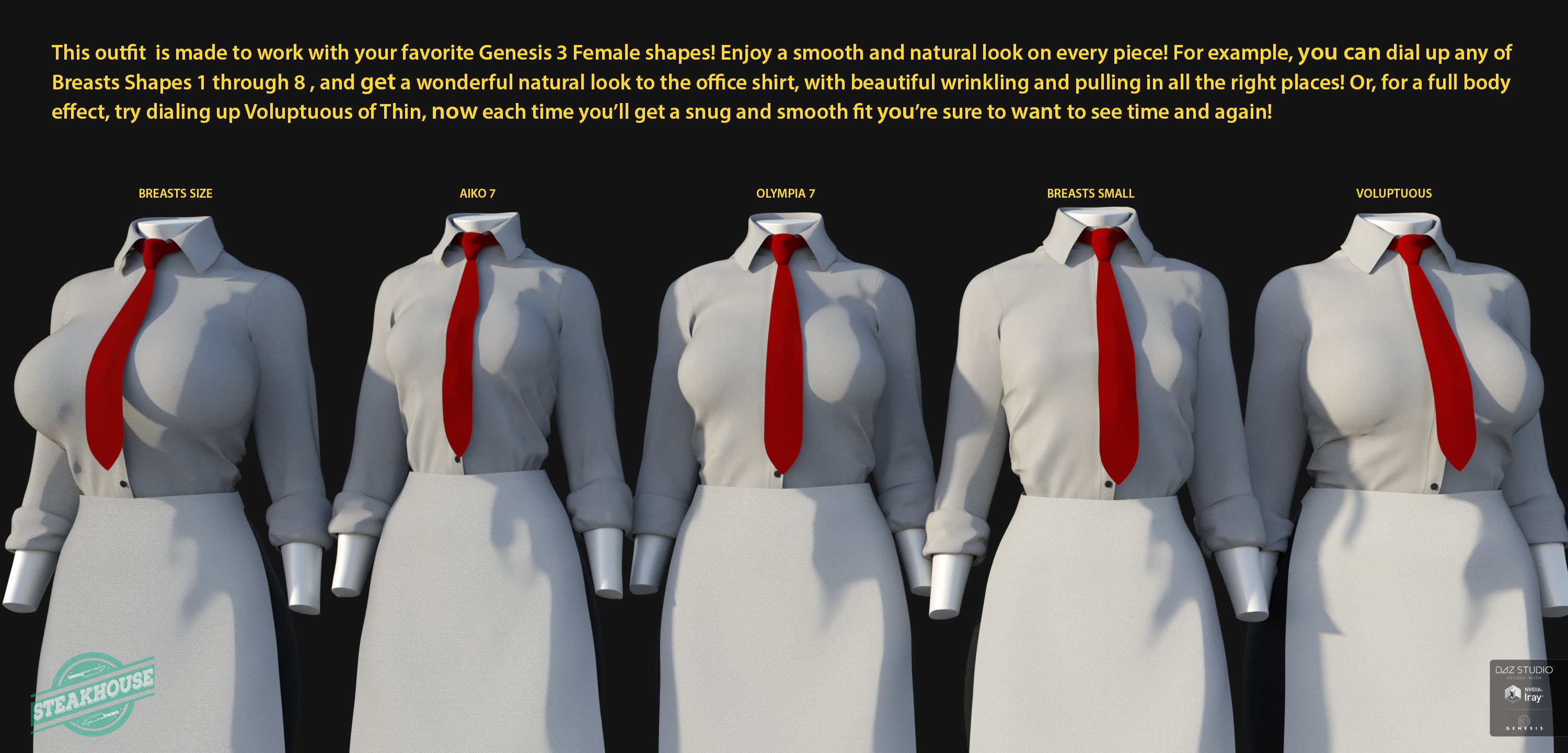 i13 Steakhouse Server Outfit for the Genesis 3 Female(s) by: ironman13, 3D Models by Daz 3D