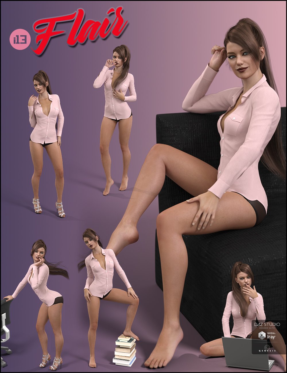 i13 Flair Pose Collection for the Genesis 3 Female(s) by: ironman13, 3D Models by Daz 3D