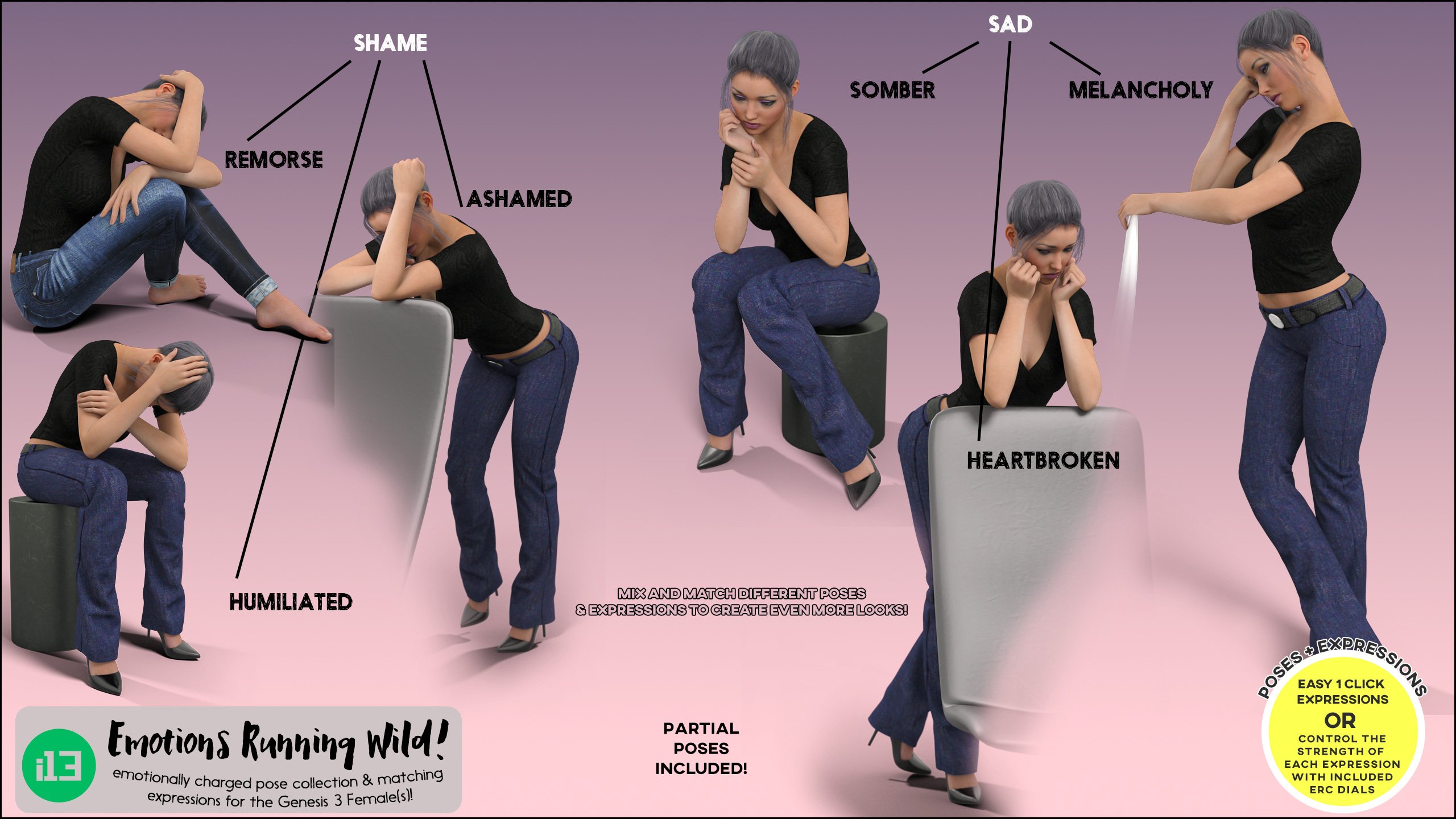 i13 Emotions Running WILD for the Genesis 3 Female(s) i13 Emotions Running WILD for the Genesis 3 Female(s) by: ironman13, 3D Models by Daz 3D
