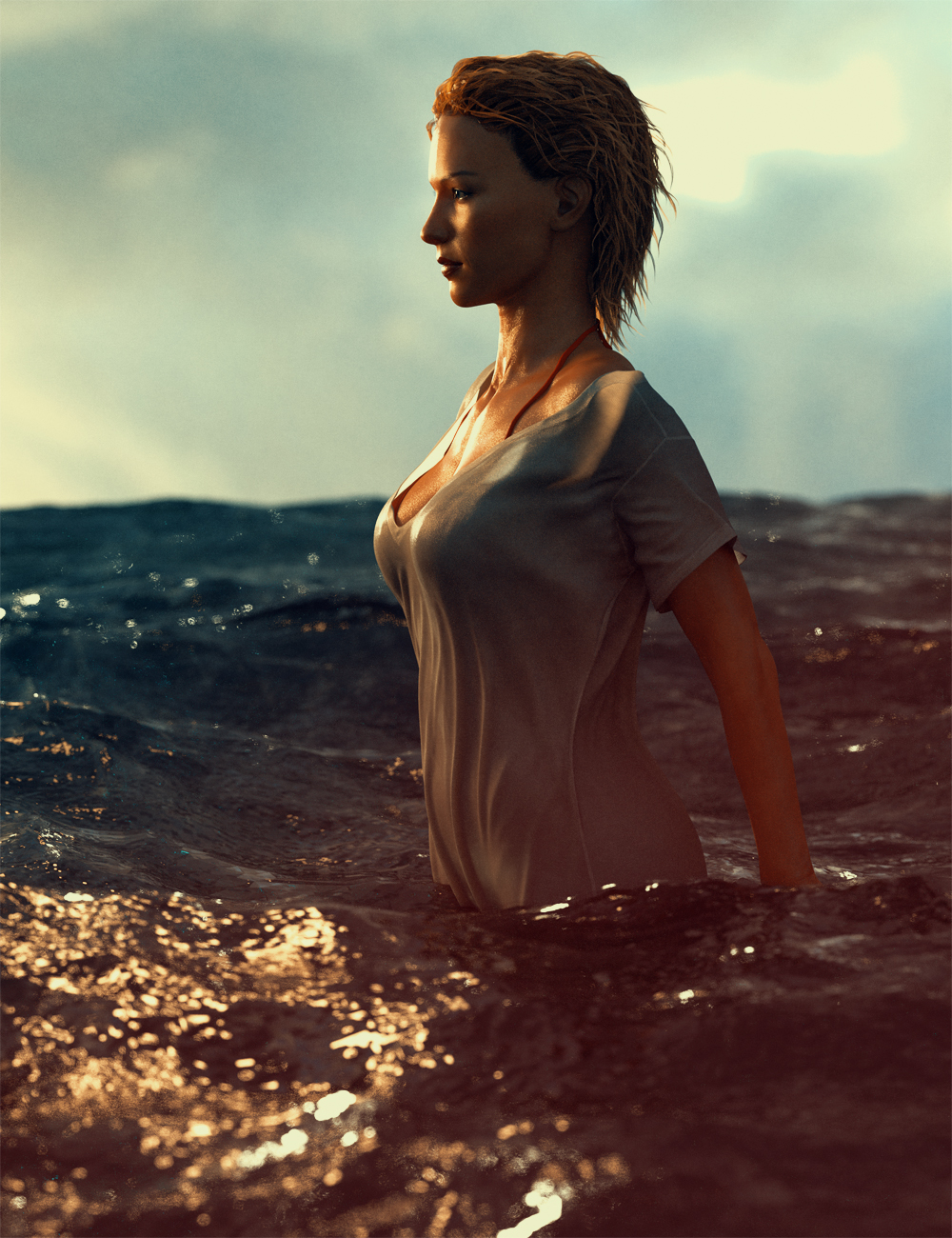 Summer Wet Hair for Genesis 3 Female(s) by: Linday, 3D Models by Daz 3D