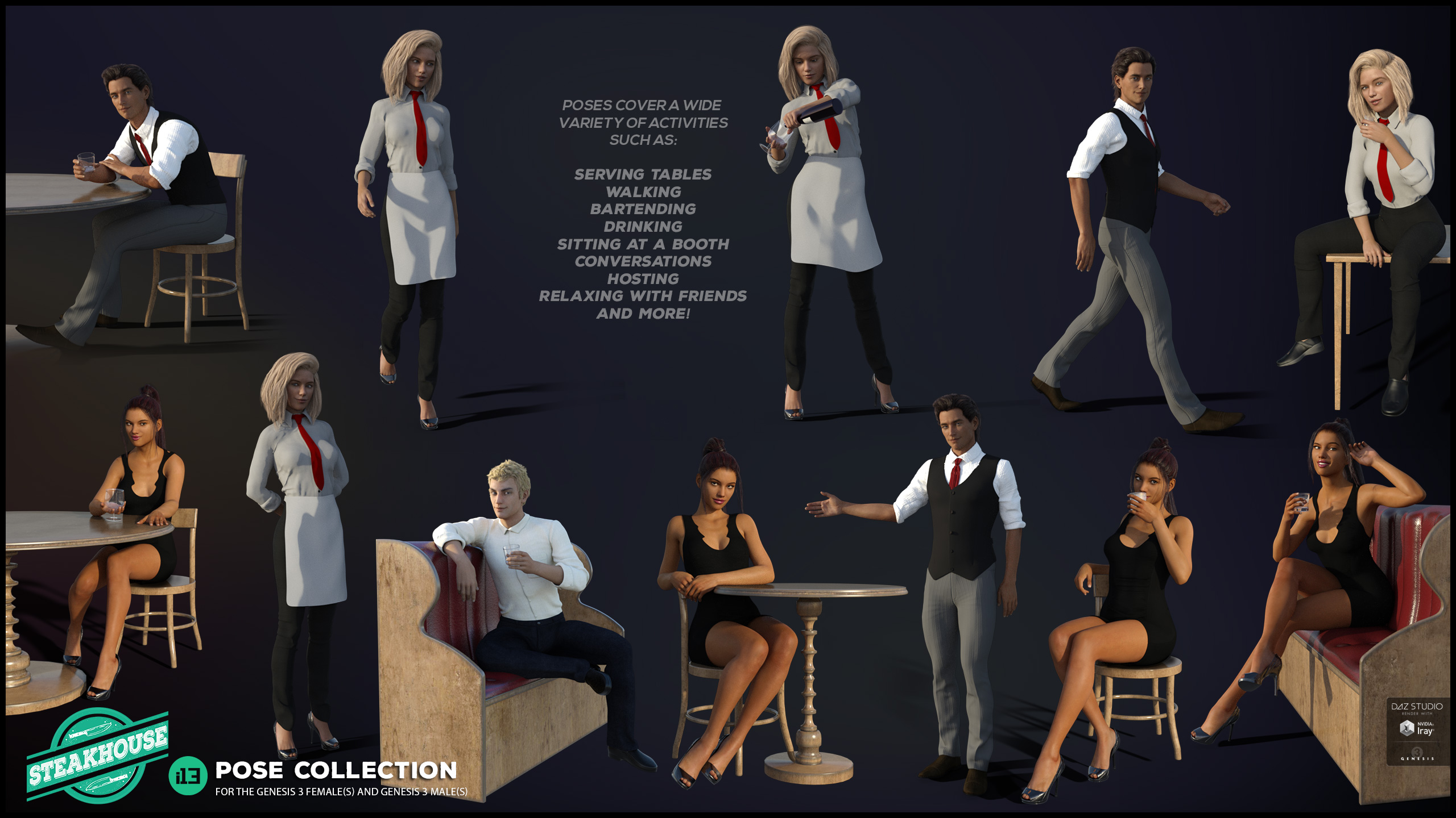 i13 Steakhouse Poses by: ironman13, 3D Models by Daz 3D