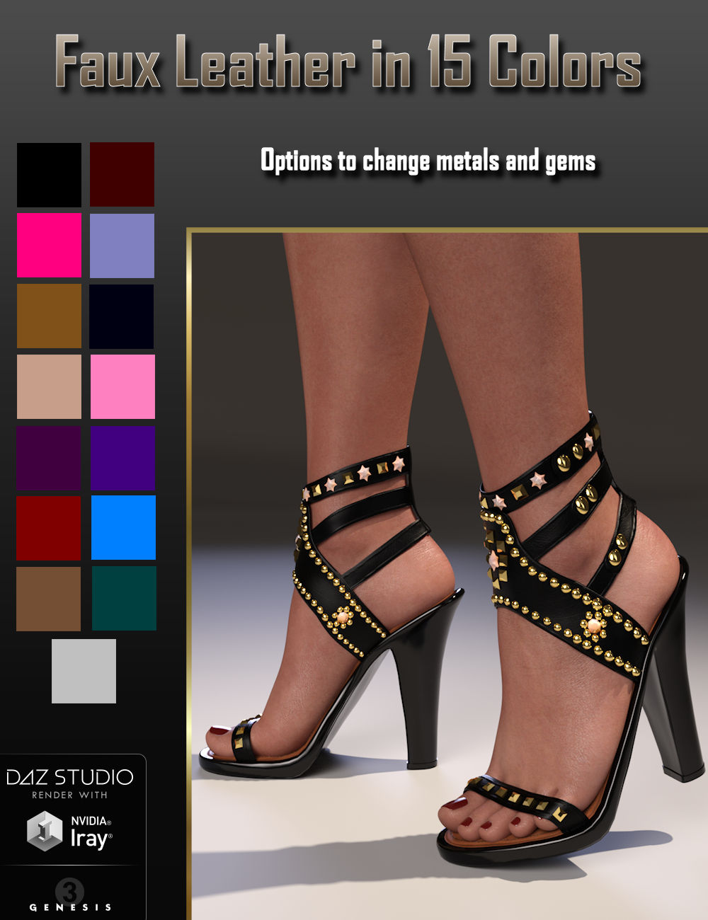 Studded Sandals for Genesis 3 Female(s) Studded Sandals for Genesis 3 Female(s) by: WildDesigns3DSublimeProductions, 3D Models by Daz 3D