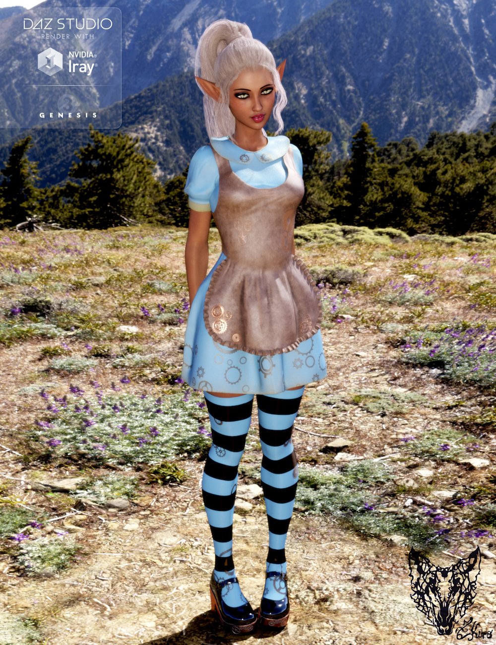 Wonderland Alice Outfit and Props for Genesis 3 Female(s) by: ZKuro, 3D Models by Daz 3D