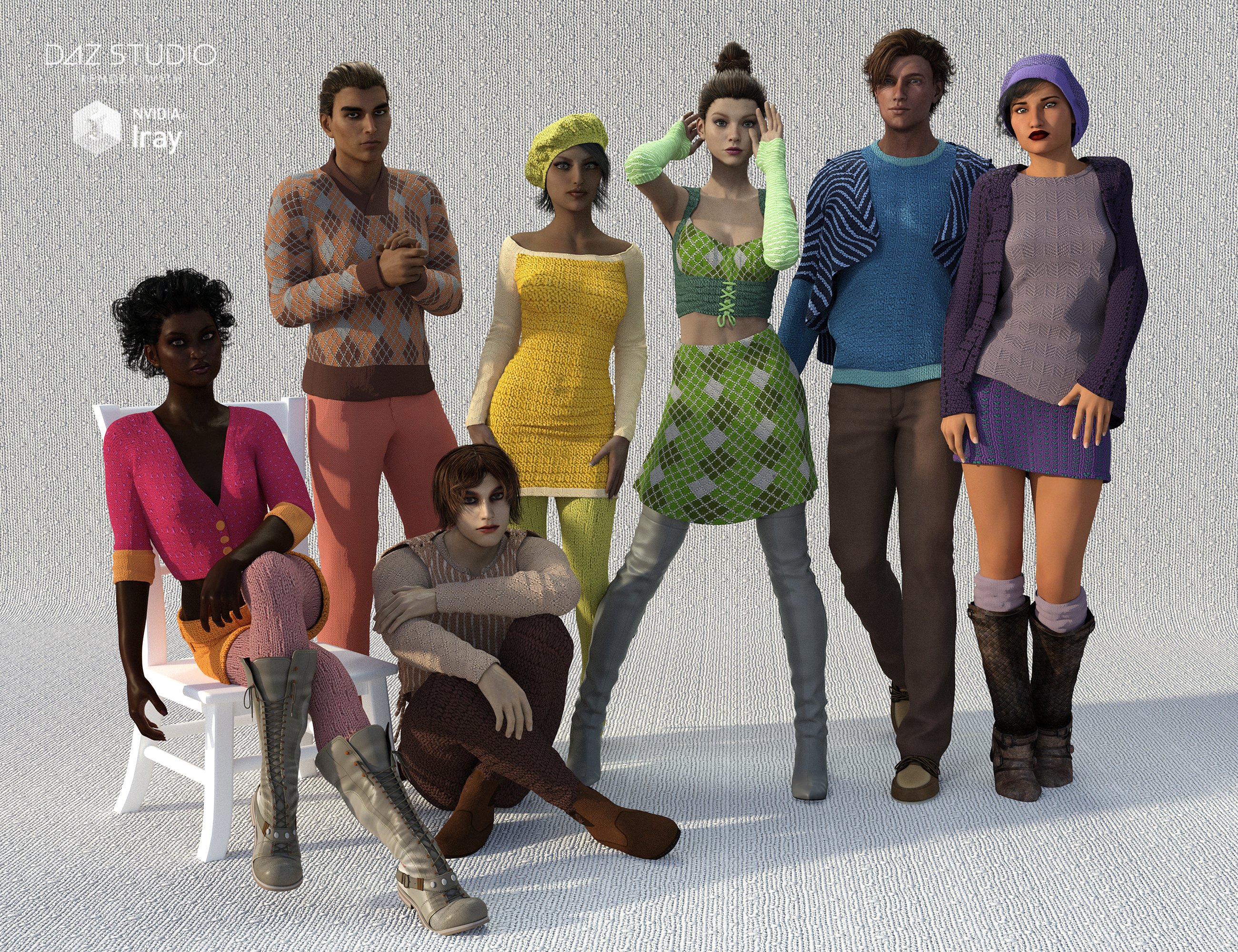 Hand Knits: Shader Presets and Merchant Resource by: Canary3d, 3D Models by Daz 3D