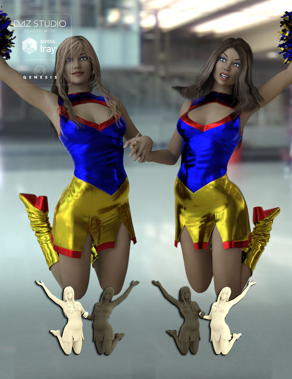 Cheer Fantasy High School Cheerleader Poses by: Denki Gaka, 3D Models by Daz 3D