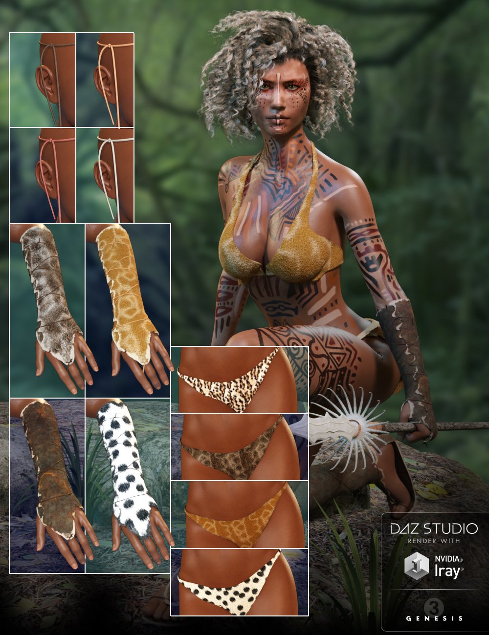 Primal Outfit for Genesis 3 Female(s) by: Pixelunashadownet, 3D Models by Daz 3D