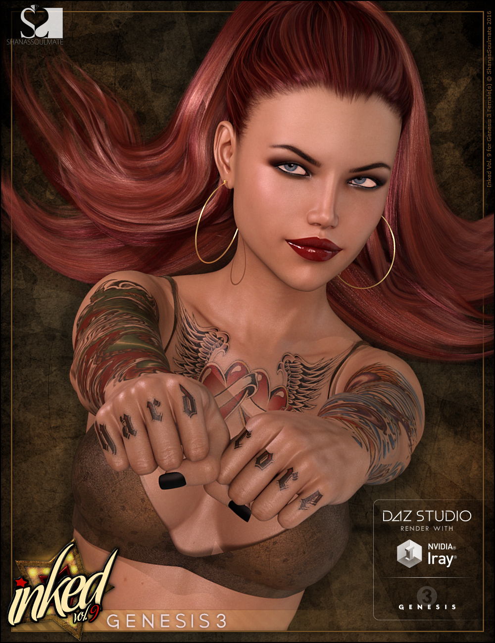 Inked Vol. 9 for Genesis 3 Female(s) by: ShanasSoulmate, 3D Models by Daz 3D