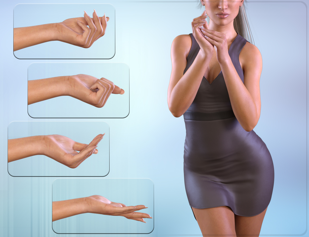 Z Posing Hands for the Genesis 3 Female(s) by: Zeddicuss, 3D Models by Daz 3D