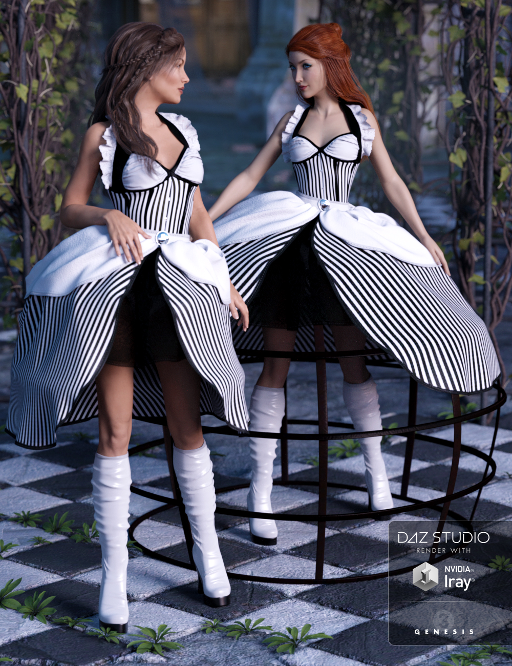 Caged Belle Outfit for Genesis 3 Female(s) by: NikisatezShanasSoulmate, 3D Models by Daz 3D