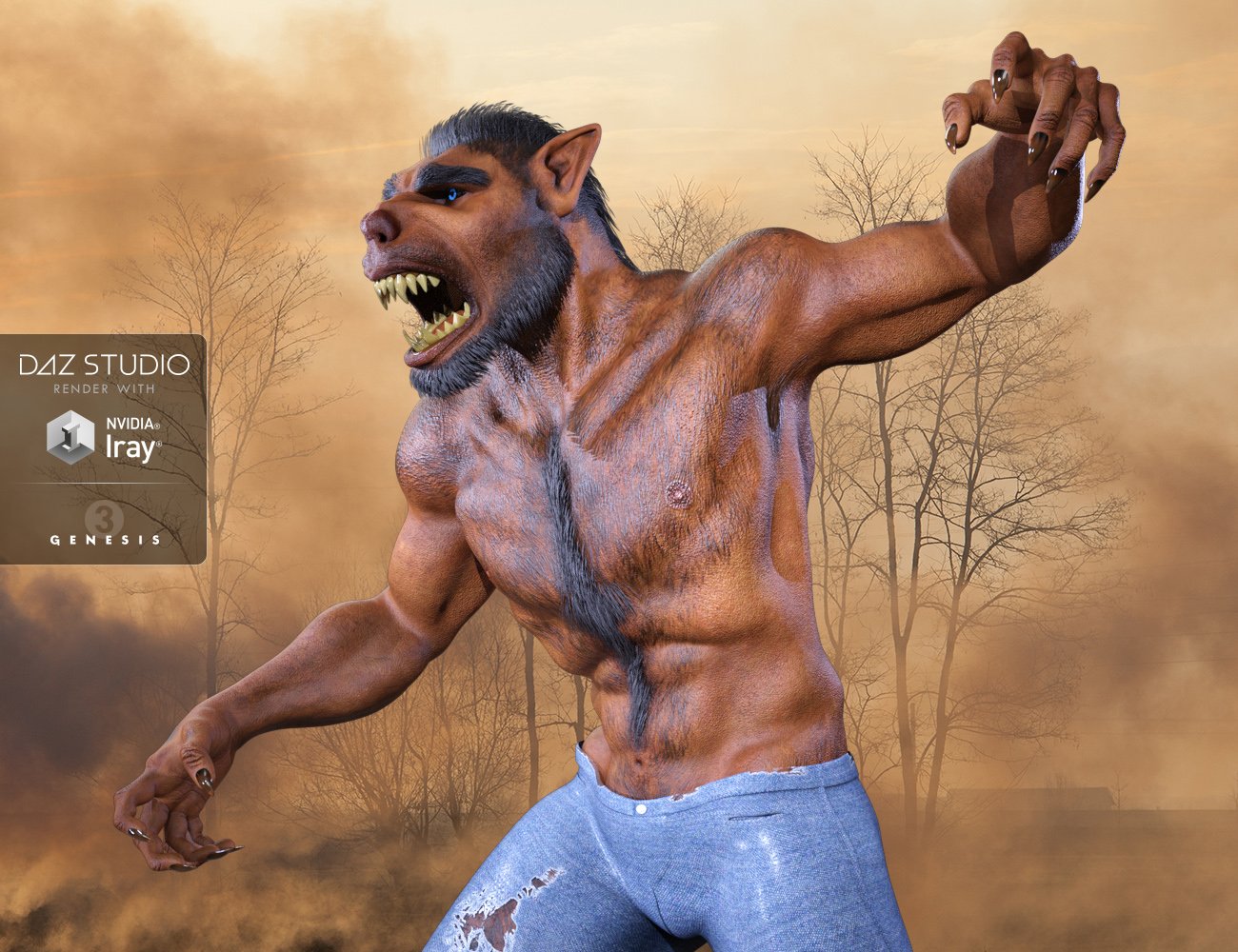 Midnight Lycan for Genesis 3 Male by: midnight_stories, 3D Models by Daz 3D