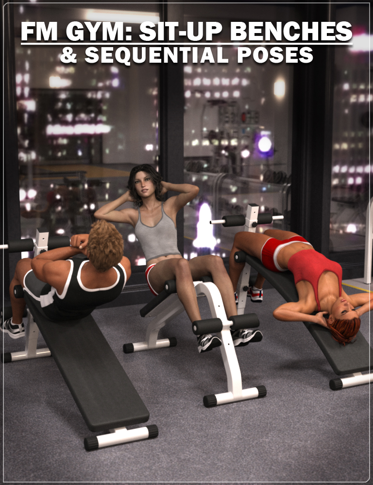 FM Gym: Sit-Up Benches & Poses by: Flipmode, 3D Models by Daz 3D