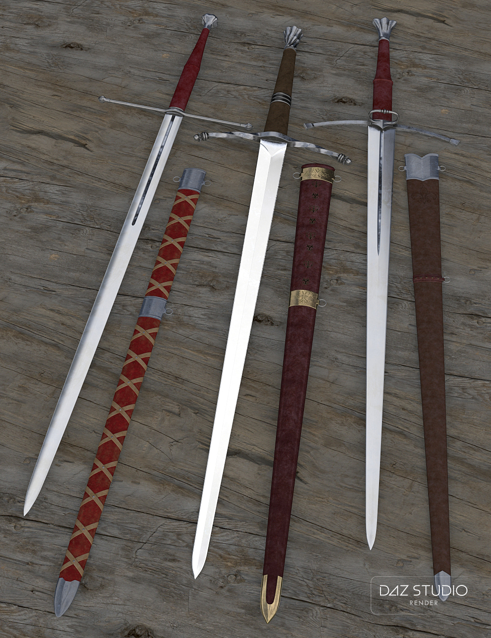 Medieval Weapons 1: Longswords by: Porsimo, 3D Models by Daz 3D