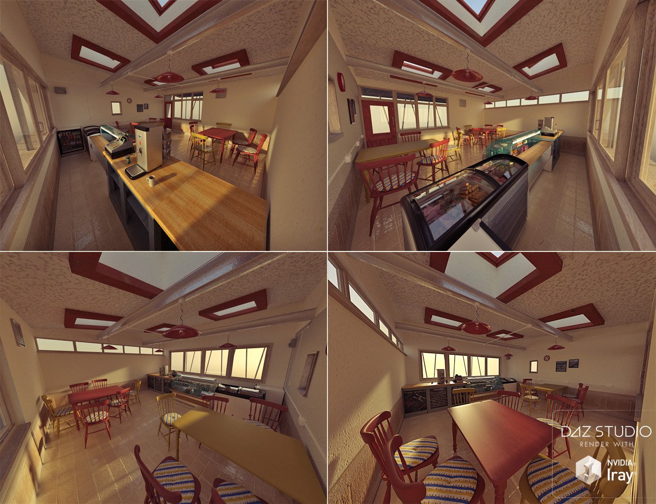 Beach Cafe Interior Furniture by: David BrinnenForbiddenWhispers, 3D Models by Daz 3D