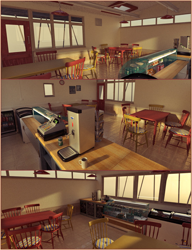 Beach Cafe Interior Furniture by: David BrinnenForbiddenWhispers, 3D Models by Daz 3D