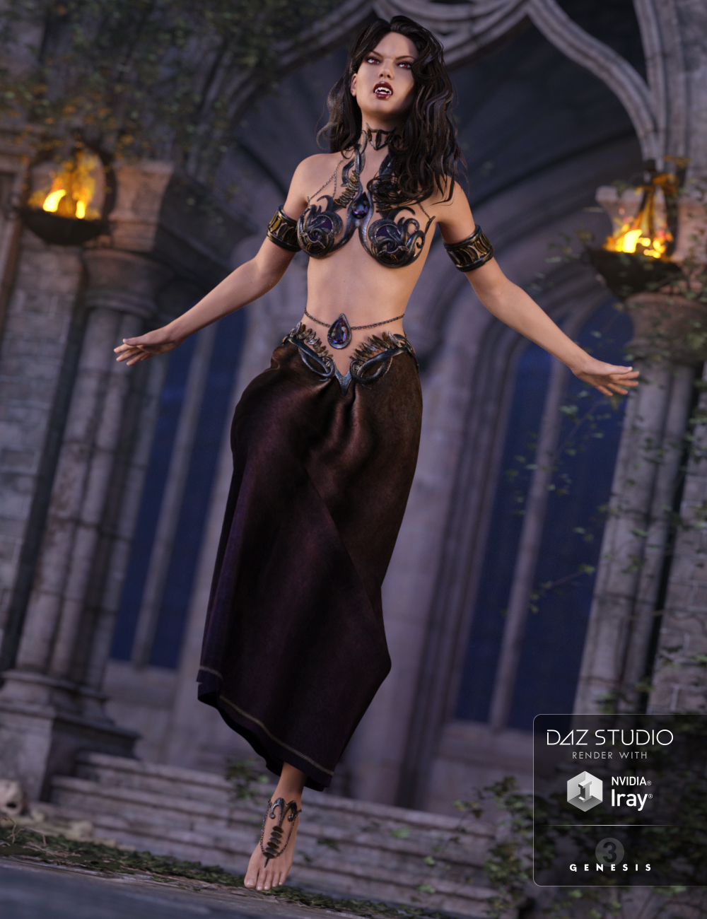 Vampire Queen Outfit for Genesis 3 Female(s) by: Anna BenjaminNikisatez, 3D Models by Daz 3D