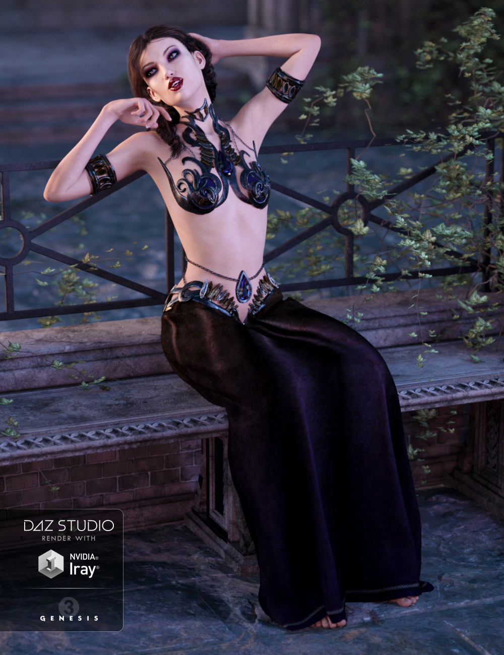 Vampire Queen Outfit for Genesis 3 Female(s) by: Anna BenjaminNikisatez, 3D Models by Daz 3D