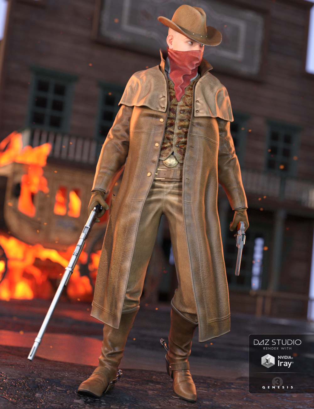 Western Outlaw 2.0 for Genesis 3 Male(s) by: Yura, 3D Models by Daz 3D