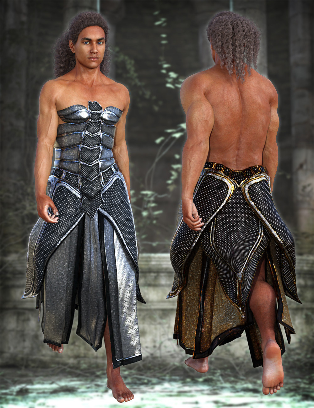 Eagle-Guard Torso Armor and Kilt for Genesis 3 Female(s) and Male(s) by: ArkiShox-Design, 3D Models by Daz 3D