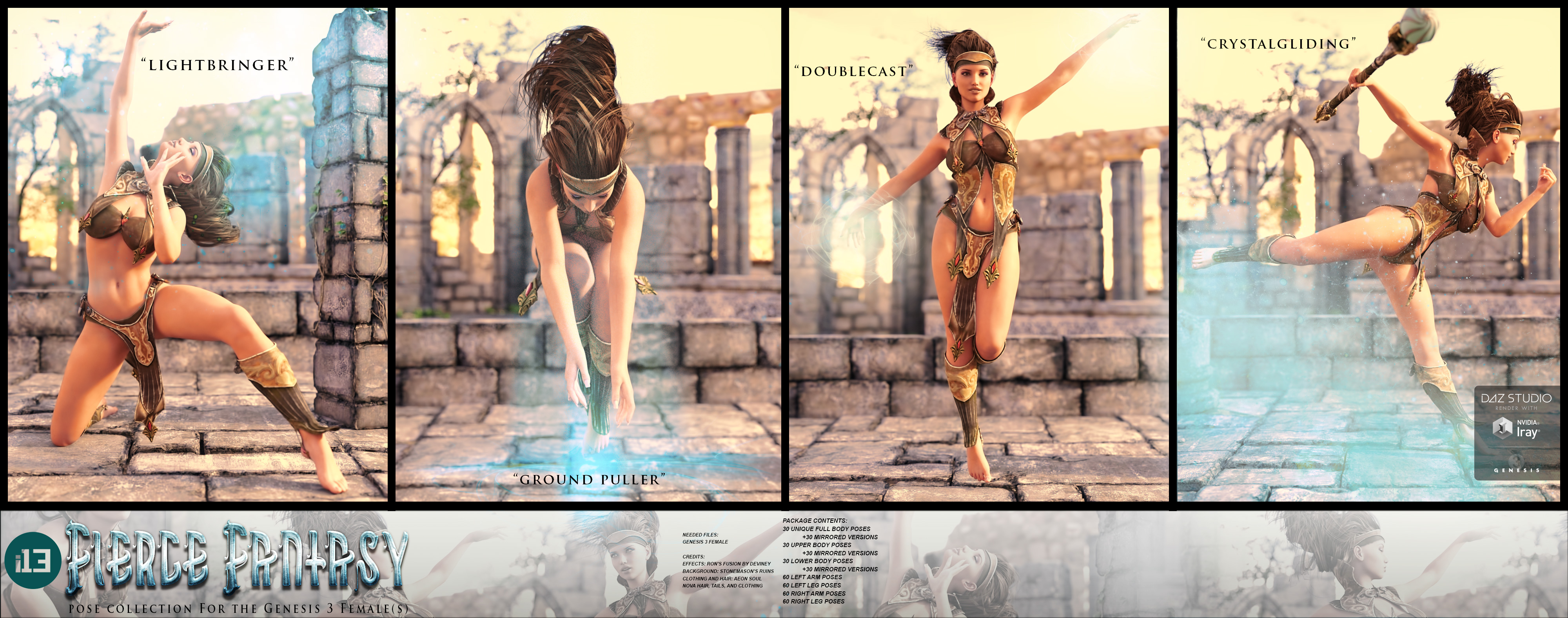 i13 FIERCE Fantasy Pose Collection for the Genesis 3 Female(s) by: ironman13, 3D Models by Daz 3D