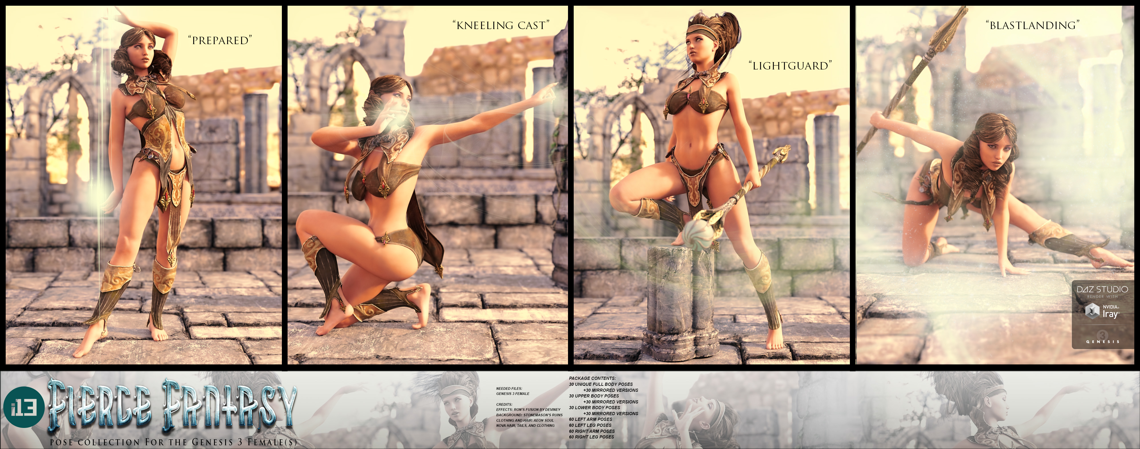 i13 FIERCE Fantasy Pose Collection for the Genesis 3 Female(s) by: ironman13, 3D Models by Daz 3D