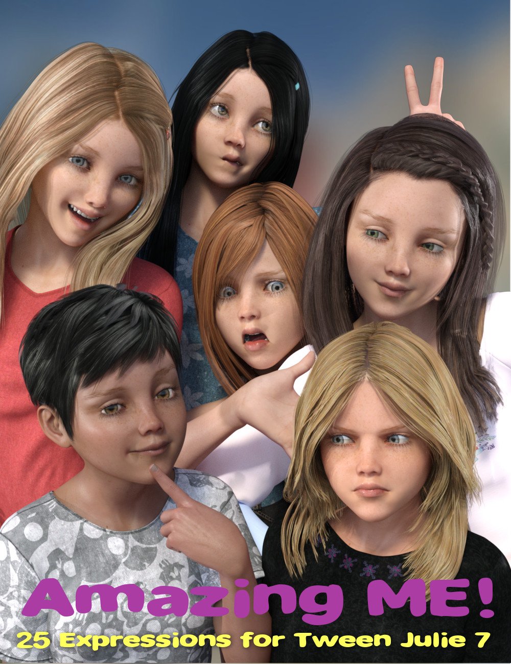 Amazing ME! 25 Expressions for Tween Julie 7 by: Sharktooth, 3D Models by Daz 3D