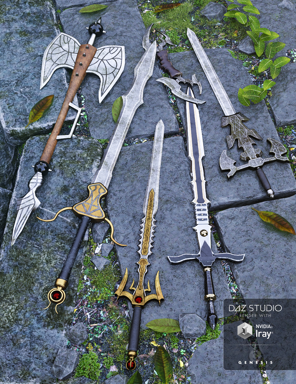 Weapon Collection for Genesis 3 and 8 Male(s) by: ARTCollab, 3D Models by Daz 3D