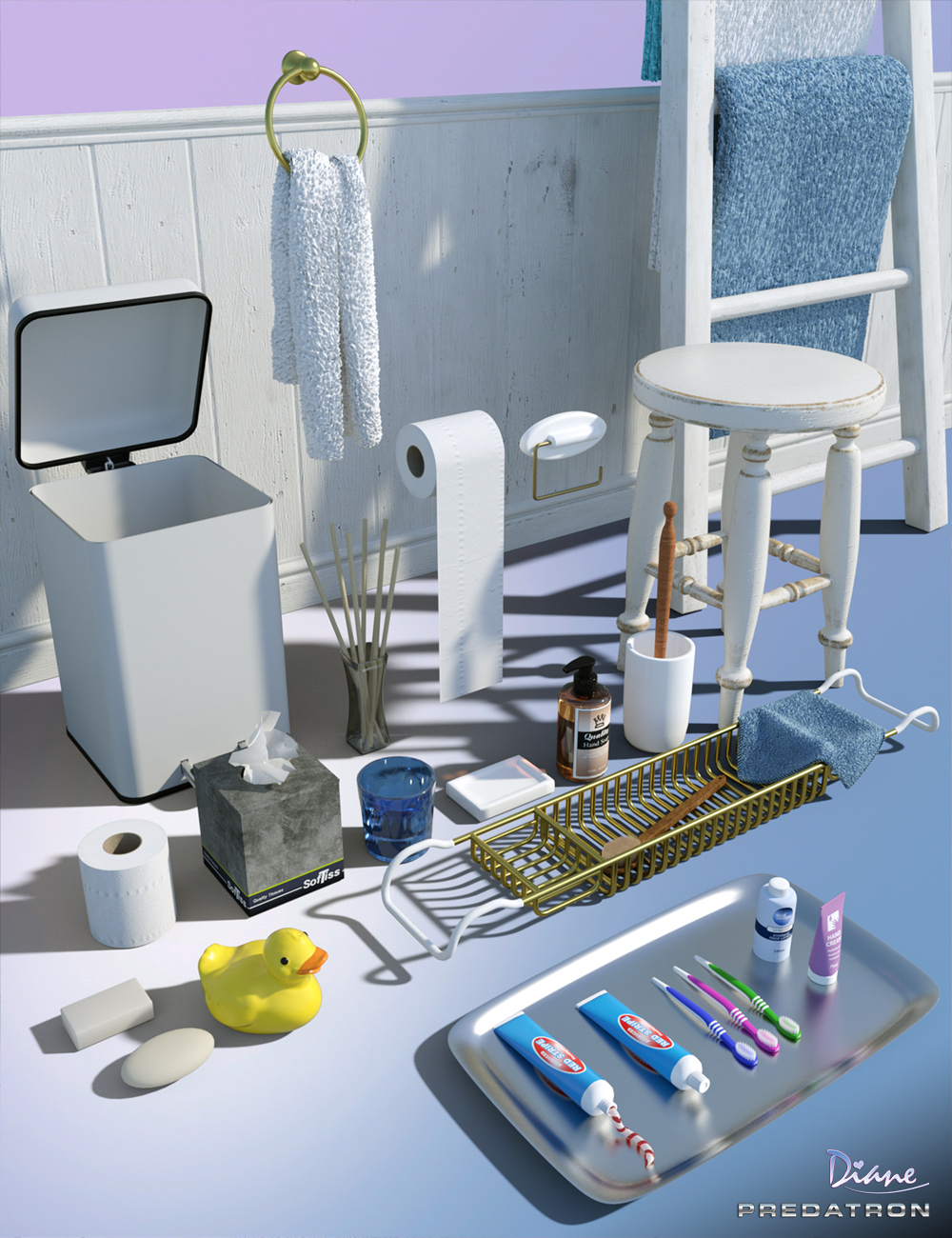 Small Room Kit: Bathroom Props Small Room Kit: Bathroom Props by: PredatronDiane, 3D Models by Daz 3D