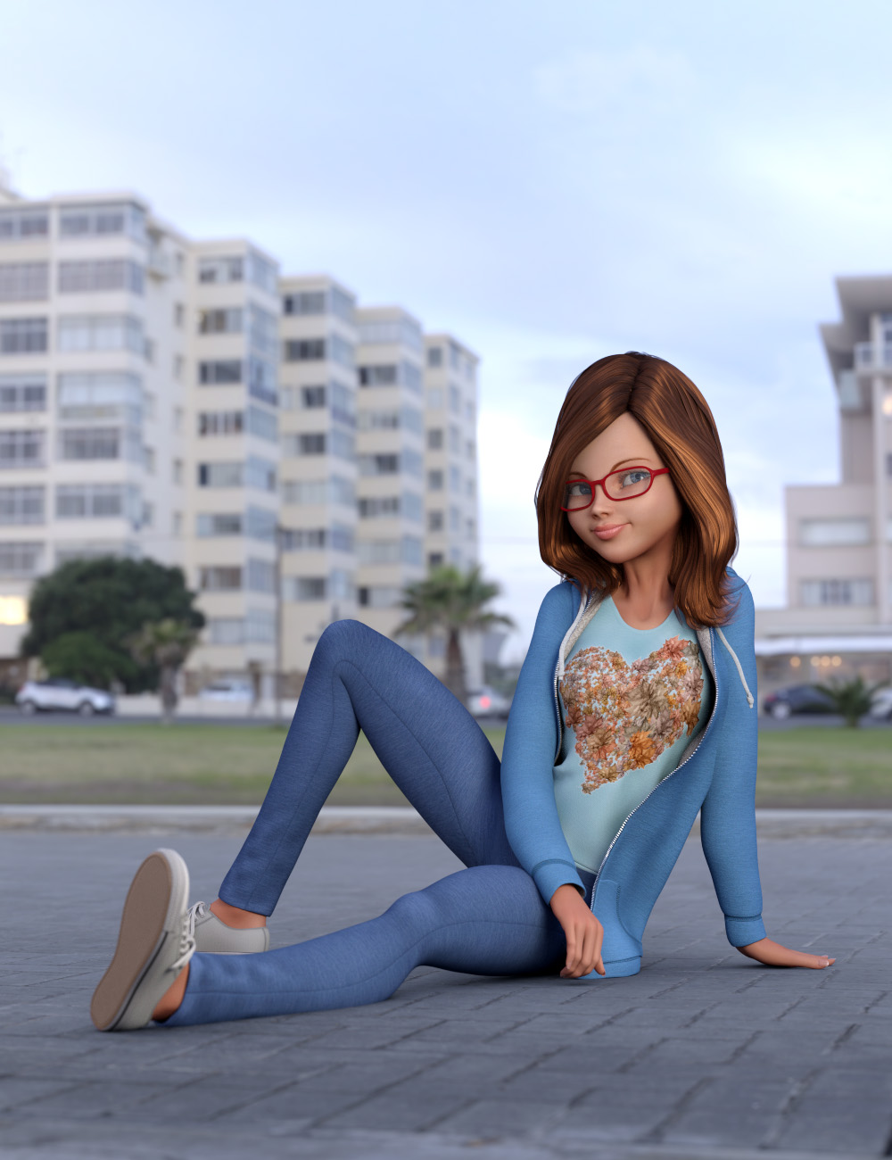 Stylized Megan Clothing and Glasses for Genesis 3 Female(s) by: 3D Universe, 3D Models by Daz 3D