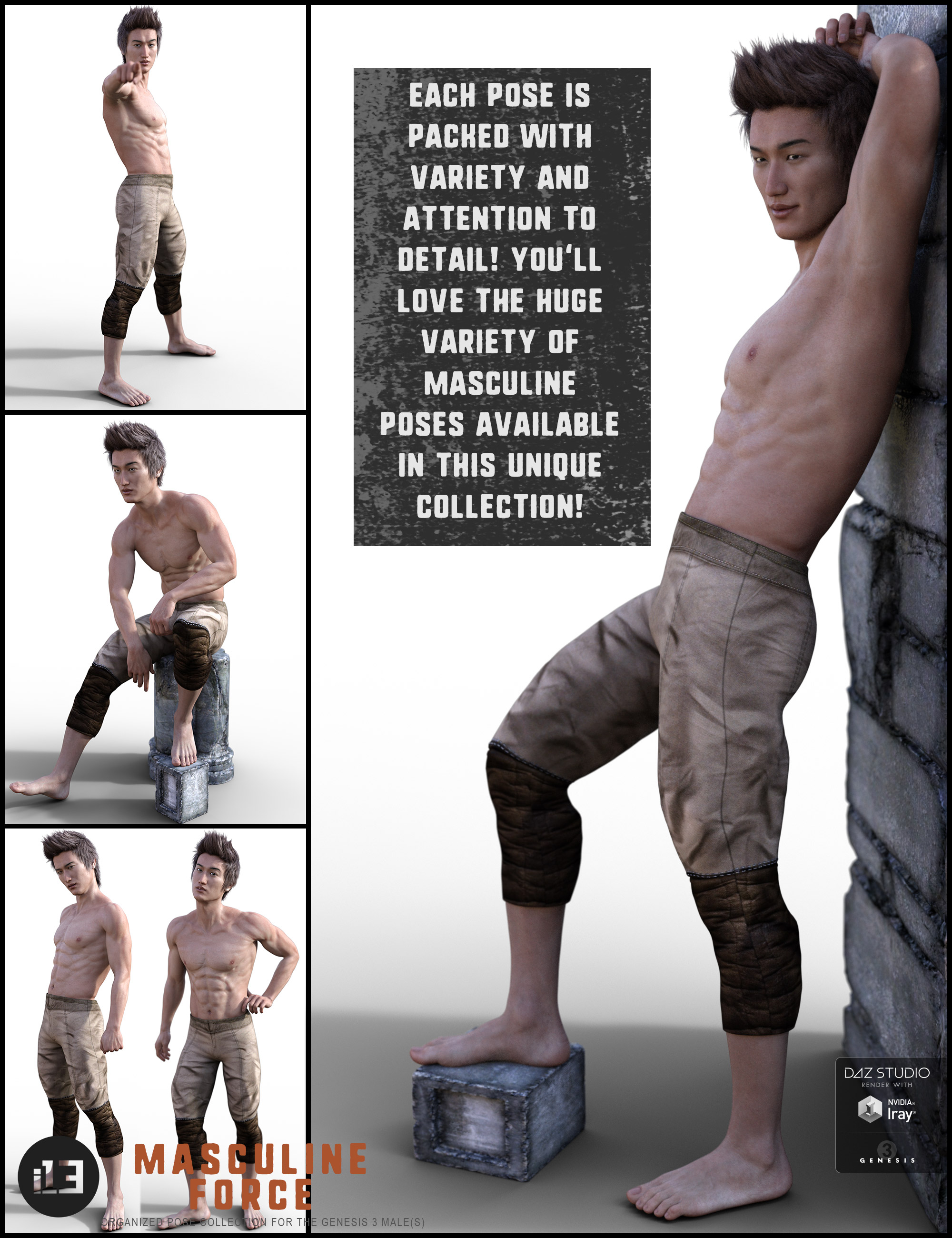 i13 Masculine Force for the Genesis 3 Male(s) by: ironman13, 3D Models by Daz 3D