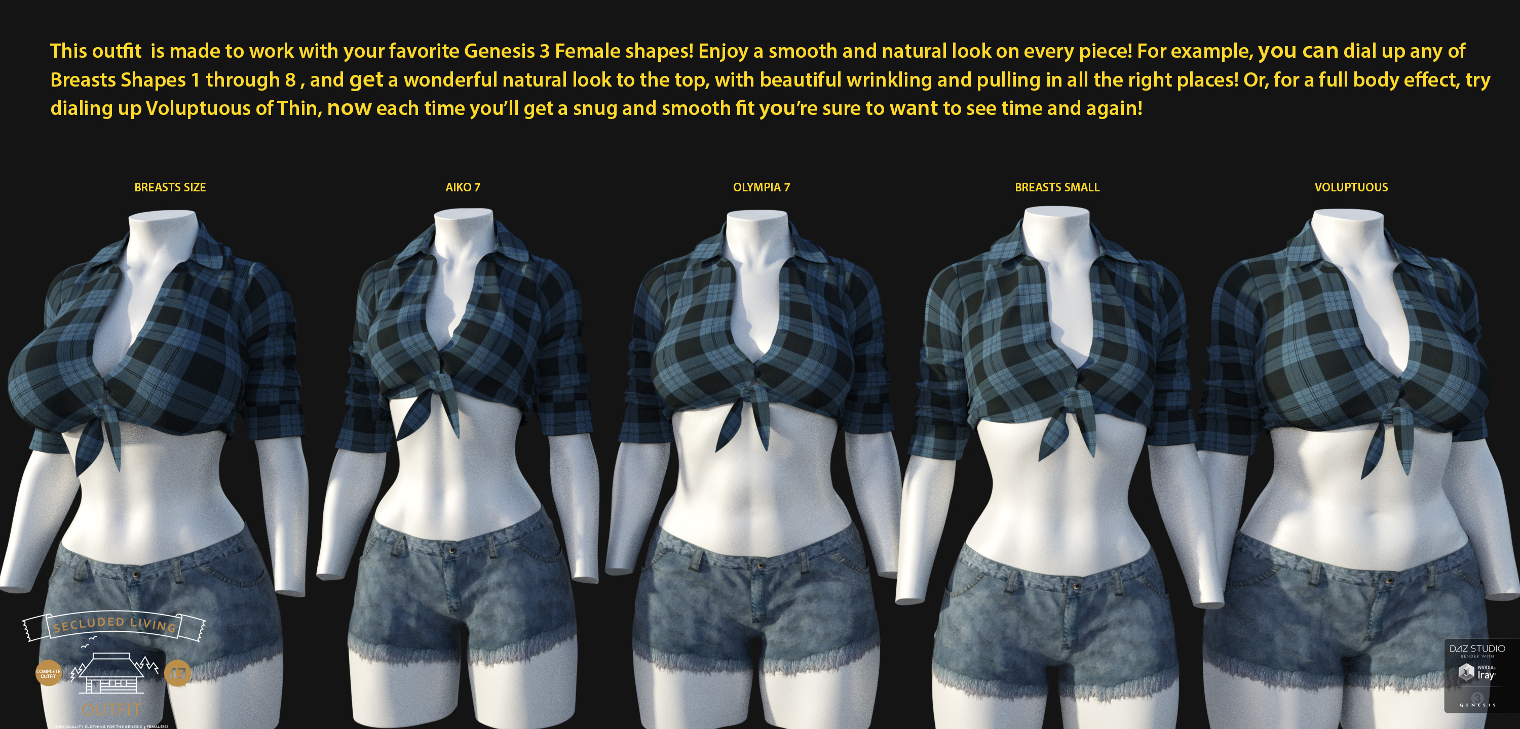 i13 Secluded Living Outfit for the Genesis 3 Female(s) by: ironman13, 3D Models by Daz 3D