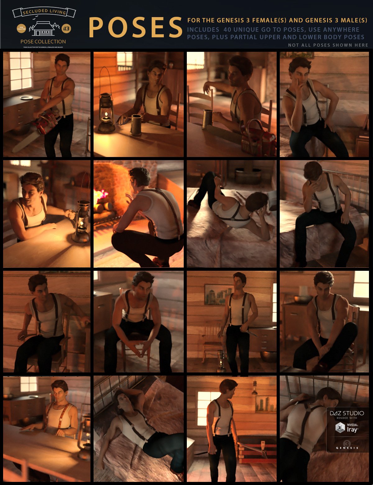 i13 Secluded Living Pose Collection by: ironman13, 3D Models by Daz 3D