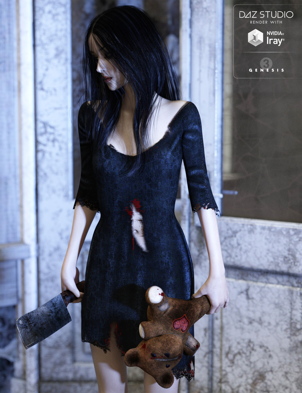 Distressed Outfit for Genesis 3 Female(s) by: Lilflame, 3D Models by Daz 3D