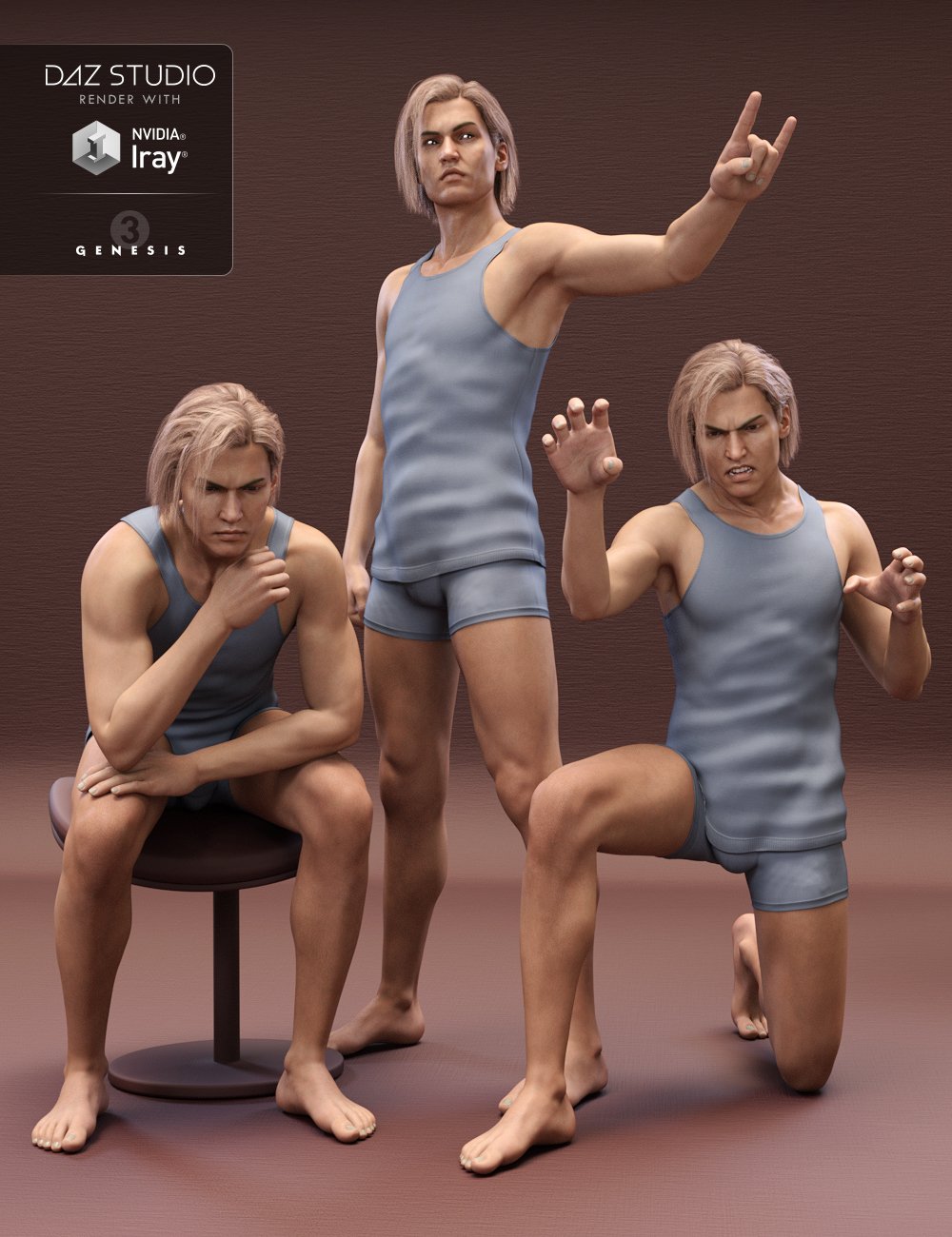 Z Volatile - Poses for Lucian 7 & Genesis 3 Male by: Zeddicuss, 3D Models by Daz 3D